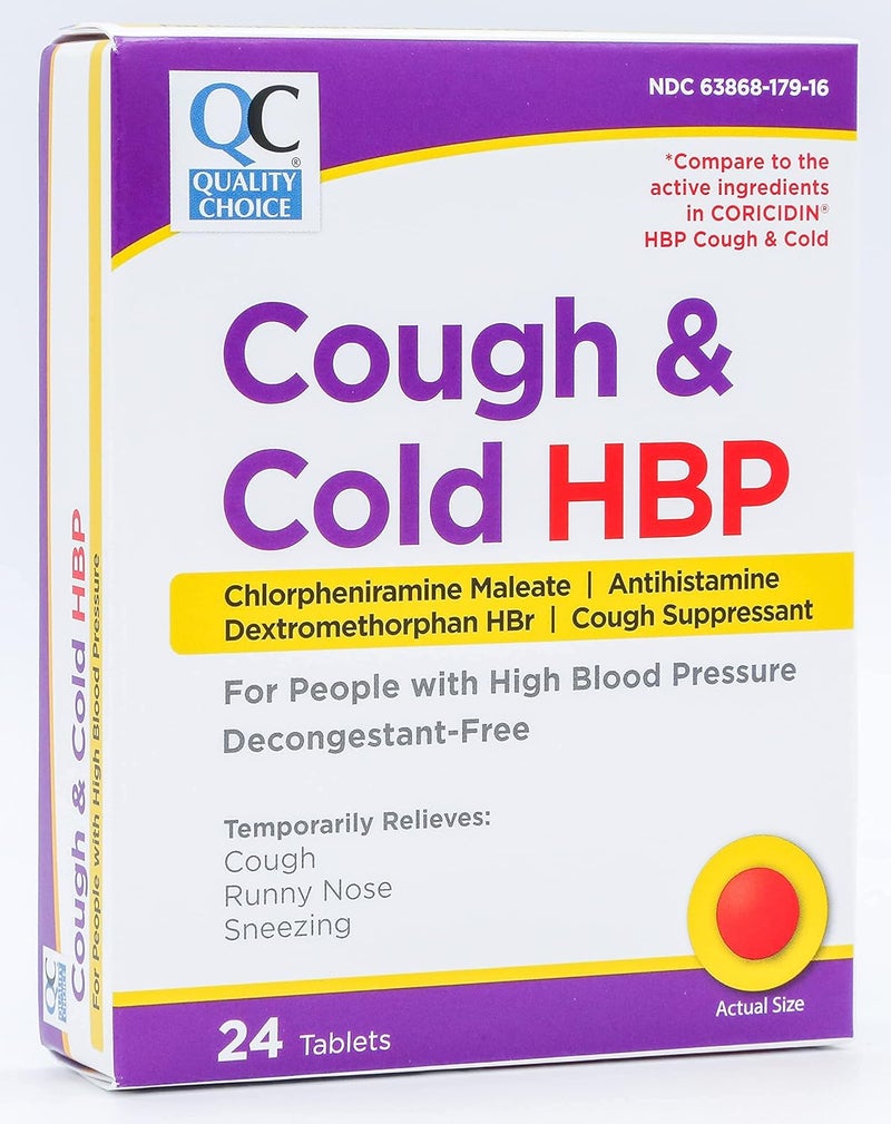Quality Choice HBP Decongestant Free Cough and Cold Medicine High Blood Pressure Cold Relief Acetaminophen Gluten Sugar Free Tablets for Runny Nose Cough and Sneezing 24ct Package - Image 4