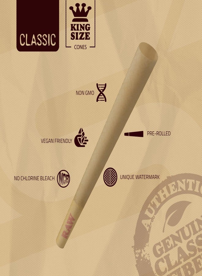 RAW Cones Classic King Size | 50 Pack | Natural Pre Rolled Rolling Paper with Tips & Packing Sticks Included - Image 4