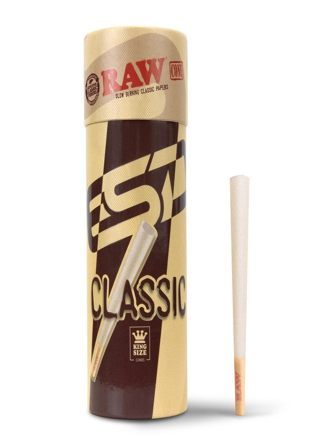 RAW Cones Classic King Size | 50 Pack | Natural Pre Rolled Rolling Paper with Tips & Packing Sticks Included - Image 1