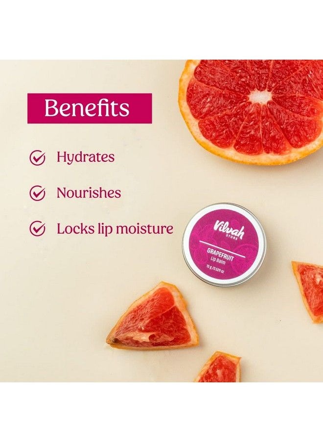 vilvah STORE - Grapefruit Lip Balm ; For Dry Damaged And Chapped Lips ; Moisturizing Lip Balms ; Enriched With Shea Butter Unrefined Beeswax & Essential Oils ; 10G (Multicolor ) - Image 1