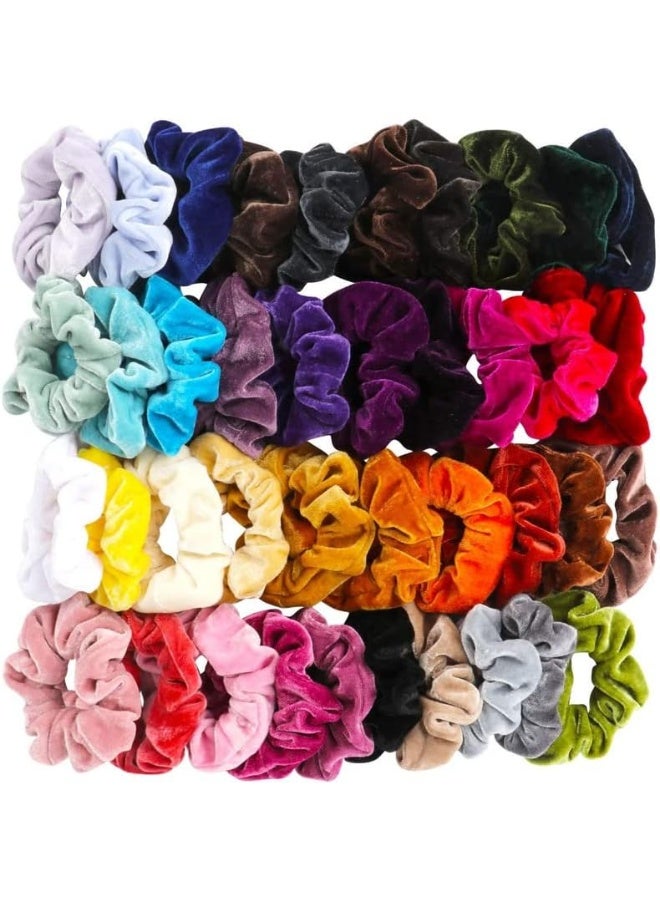 50 Pcs Velvet Hair Scrunchies Set - Vibrant Colors Elastic Hair Ties for Women and Girls. - Image 5
