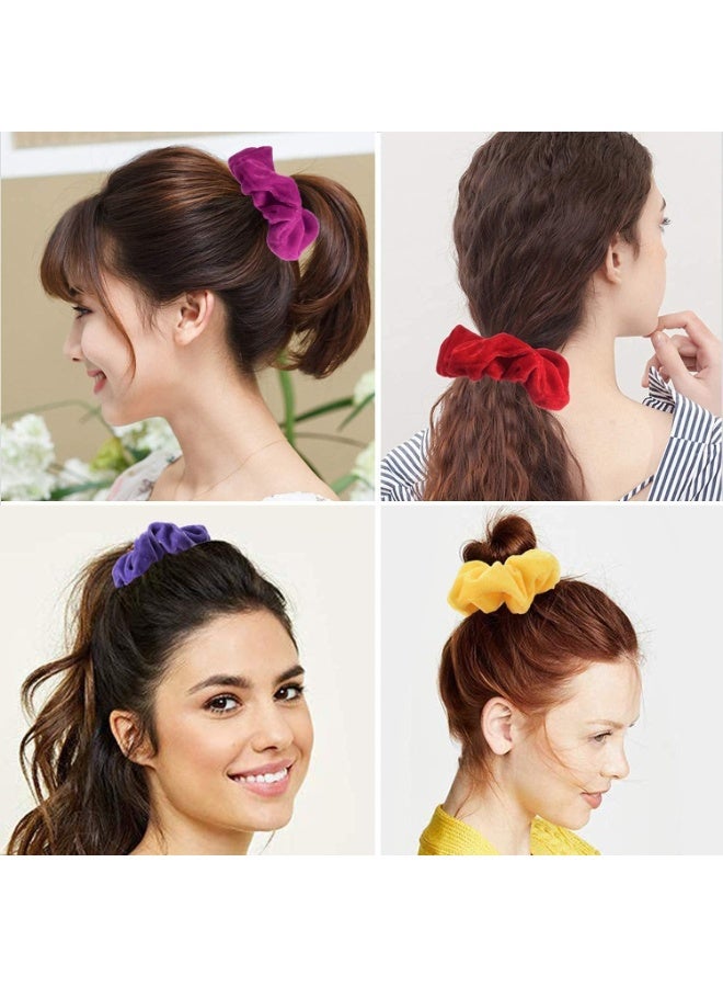 50 Pcs Velvet Hair Scrunchies Set - Vibrant Colors Elastic Hair Ties for Women and Girls. - Image 4