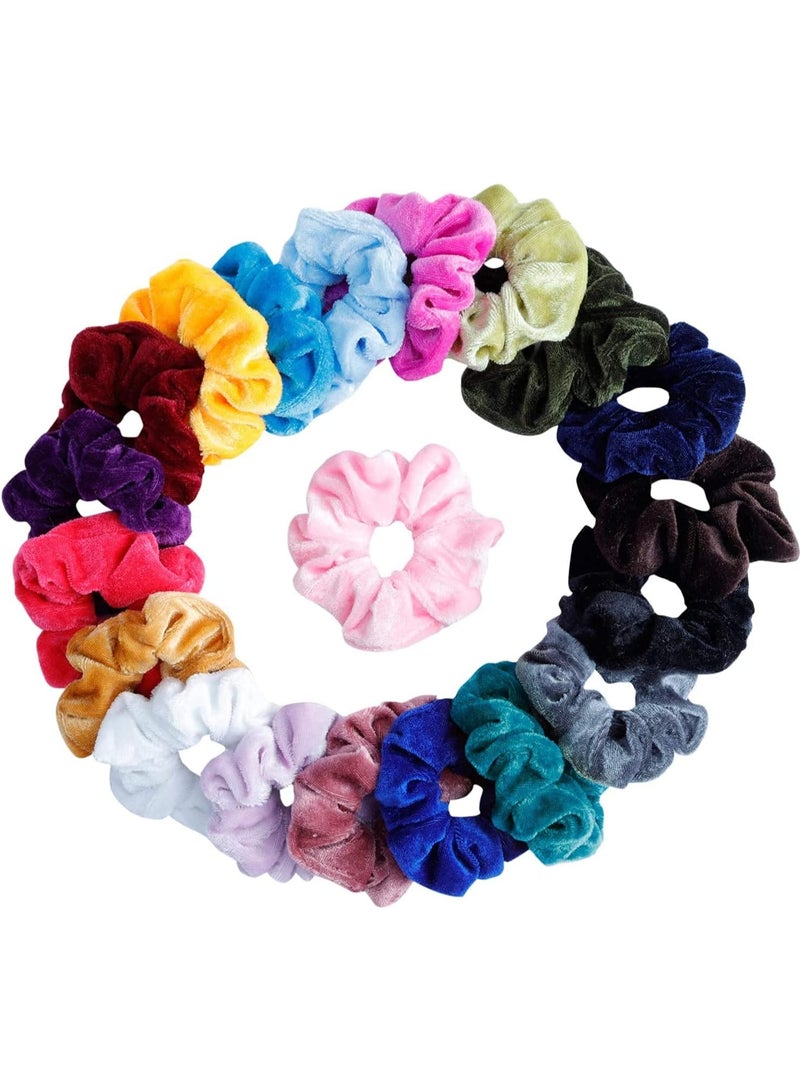 50 Pcs Velvet Hair Scrunchies Set - Vibrant Colors Elastic Hair Ties for Women and Girls. - Image 3