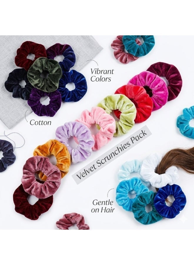 50 Pcs Velvet Hair Scrunchies Set - Vibrant Colors Elastic Hair Ties for Women and Girls. - Image 2