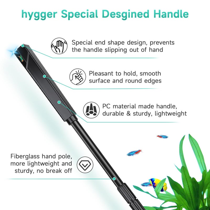 hygger 6-in-1 Aquarium Cleaning Tools, Multipurpose Fish Tank Cleaning Kit for 20-160 Gallon Tank with Telescopic Long Handle,6 Clean Heads - Image 4