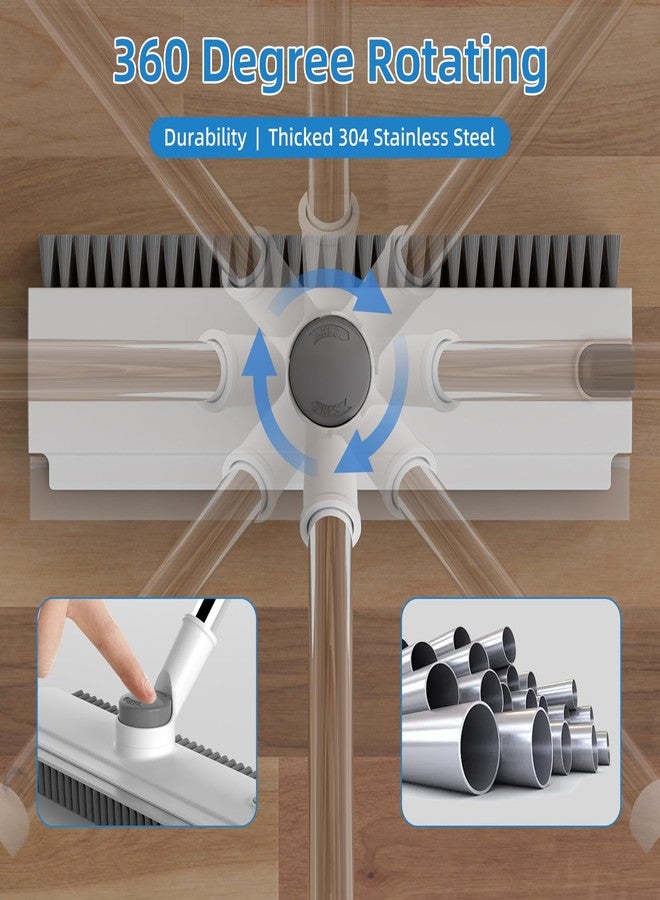 DOLPLEAP Scrub Brush with Long Handle, Floor Scrub Brush Squeegee Broom for Cleaning, 3 in 1 Shower Scrubber Floor Broom Squeegee for Concrete Tile Wall Deck Patio White - Image 3