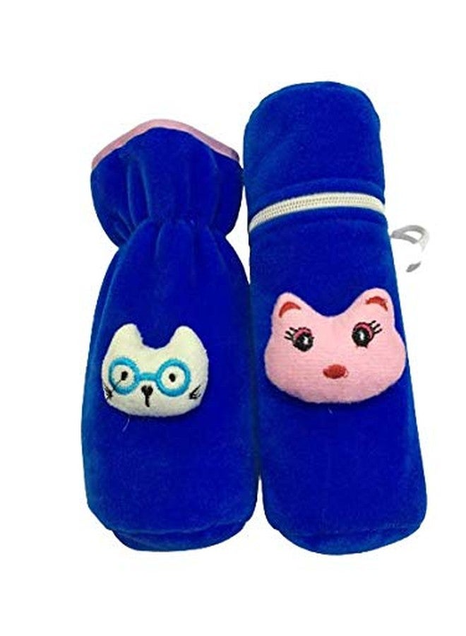 Ineffable Combo of Velvet Bottle Covers for Feeding Bottles with Cute Animal Cartoon Popup, 240ml (Dark Blue1)