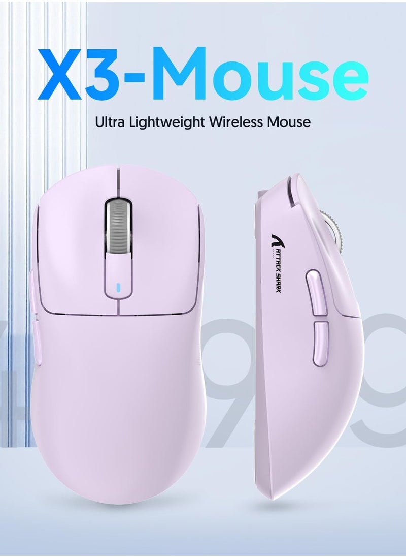 Attack Shark - X3 Lightweight Wireless Gaming Mouse with Tri-Mode 2.4G/USB-C Wired/Bluetooth,Up to 26K DPI, PAW3395 Optical Sensor,5 programmable Buttons for PC/Laptop/Win/Mac - Image 1