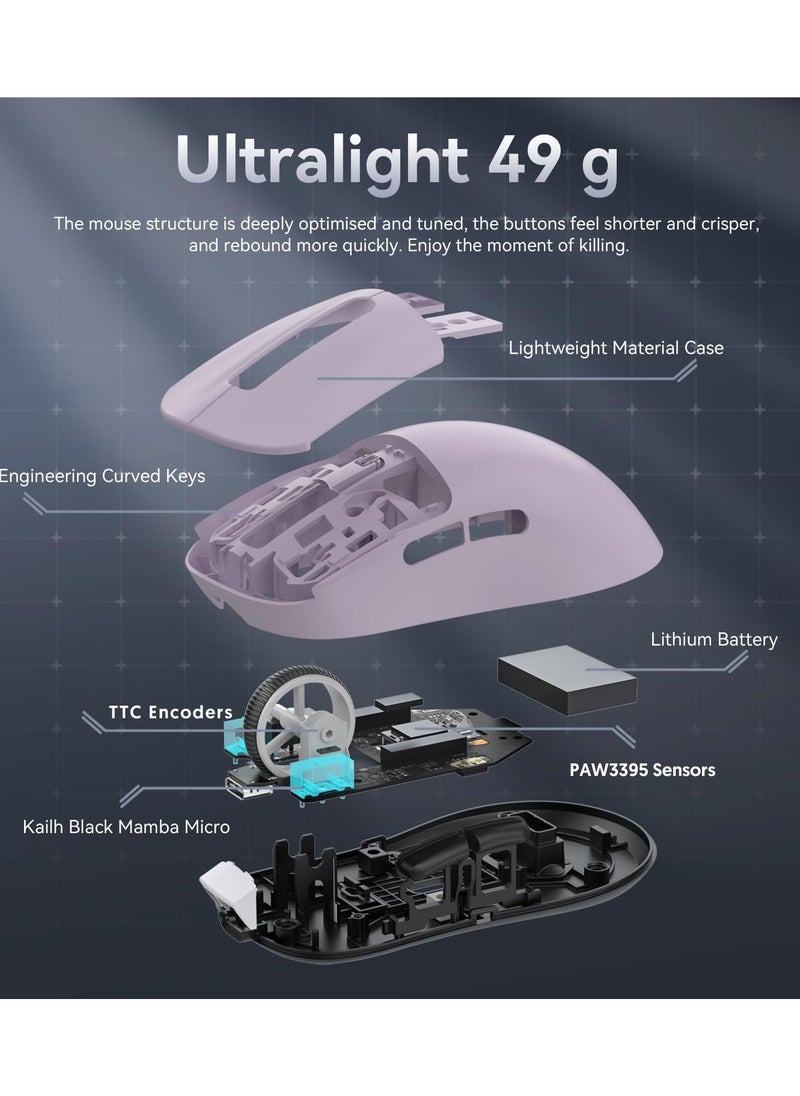Attack Shark - X3 Lightweight Wireless Gaming Mouse with Tri-Mode 2.4G/USB-C Wired/Bluetooth,Up to 26K DPI, PAW3395 Optical Sensor,5 programmable Buttons for PC/Laptop/Win/Mac - Image 1
