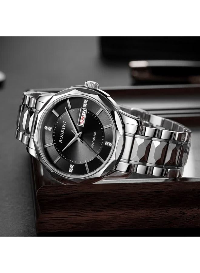 Rossini Men's Automatic Mechanical Watch Tungsten Steel High Gloss Calendar Luxury Brand Genuine New Year Valentine's Birthday Gift - Image 1