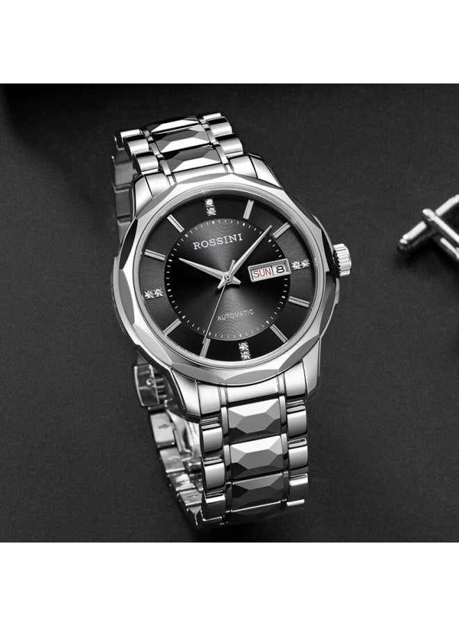 Rossini Men's Automatic Mechanical Watch Tungsten Steel High Gloss Calendar Luxury Brand Genuine New Year Valentine's Birthday Gift - Image 3