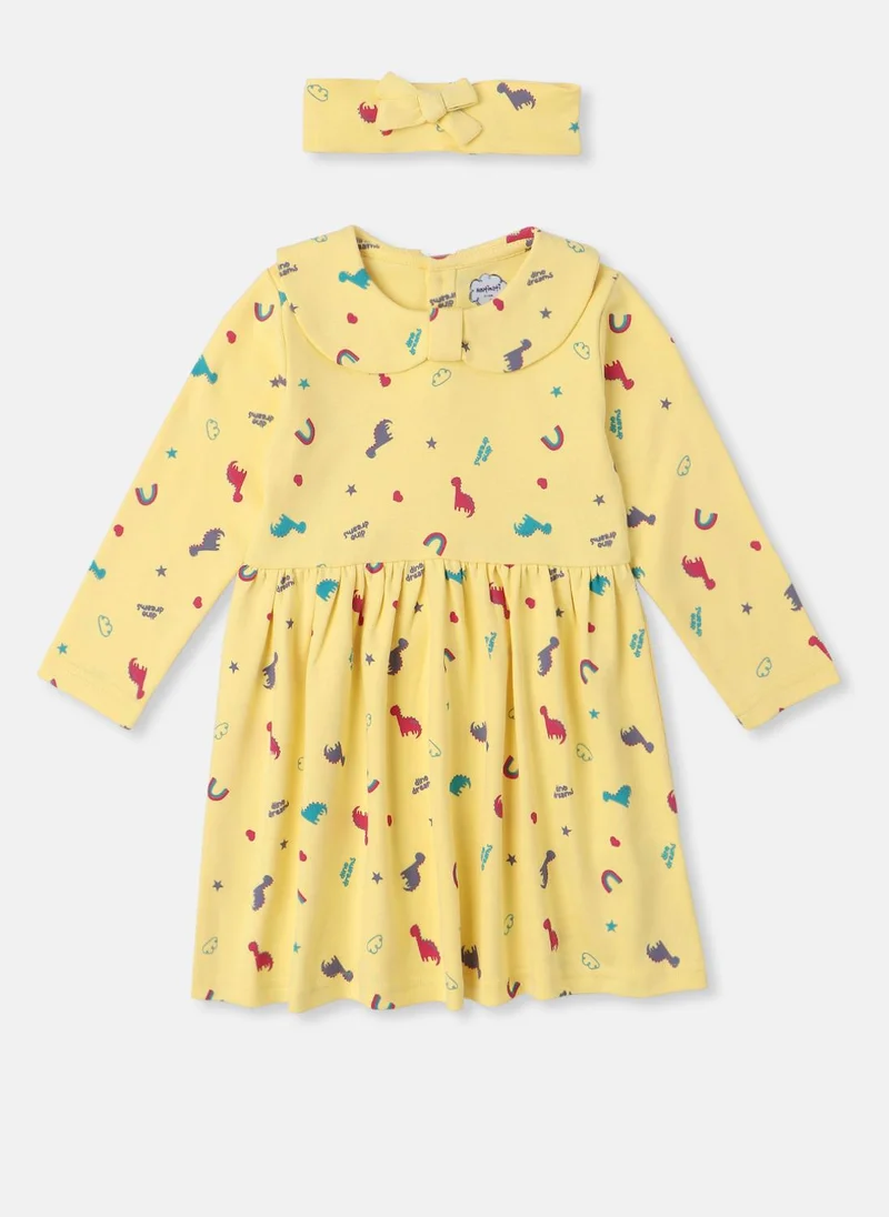 Nautinati Nautinati Infants’ Cotton All Over Graphic Print Dress with Matching Headband