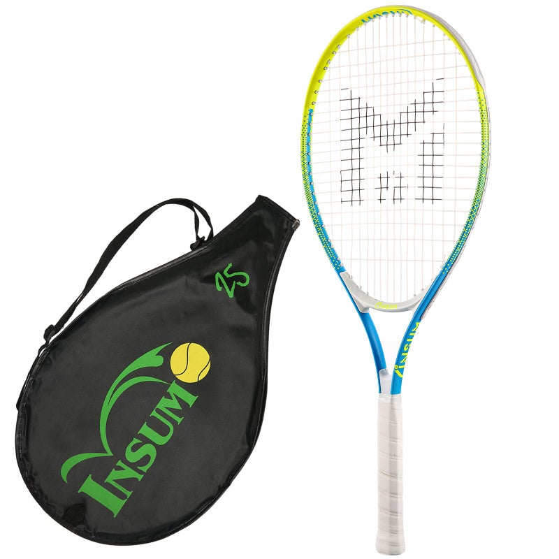 insum 25'' Junior Tennis Racket for Kids Aged 8-10 Y with Strap Bag Tennis Racquet (25inch-Yellow-Blue) - Image 1