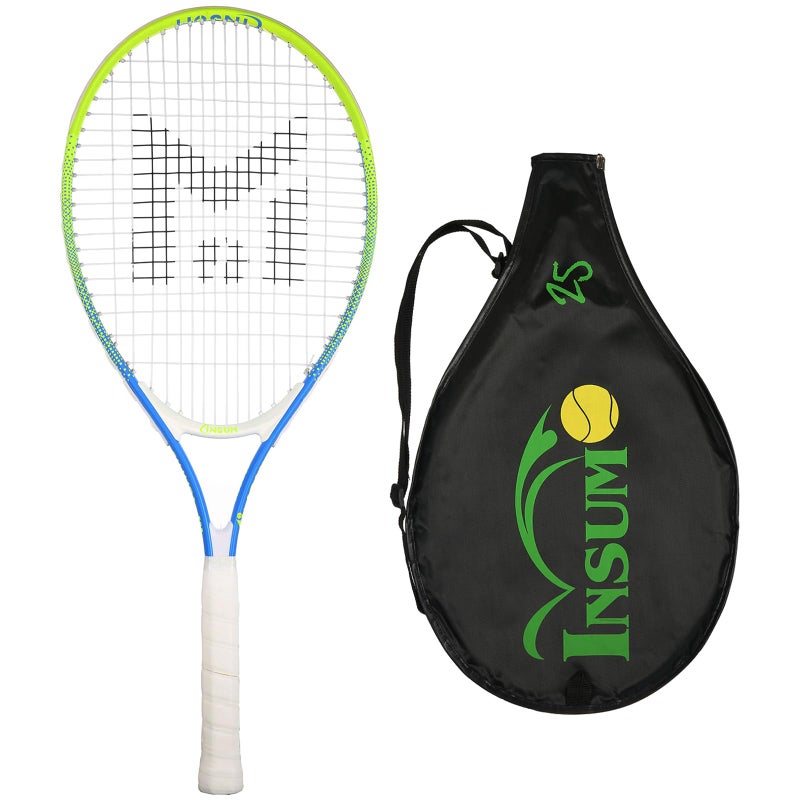 insum 25'' Junior Tennis Racket for Kids Aged 8-10 Y with Strap Bag Tennis Racquet (25inch-Yellow-Blue) - Image 2