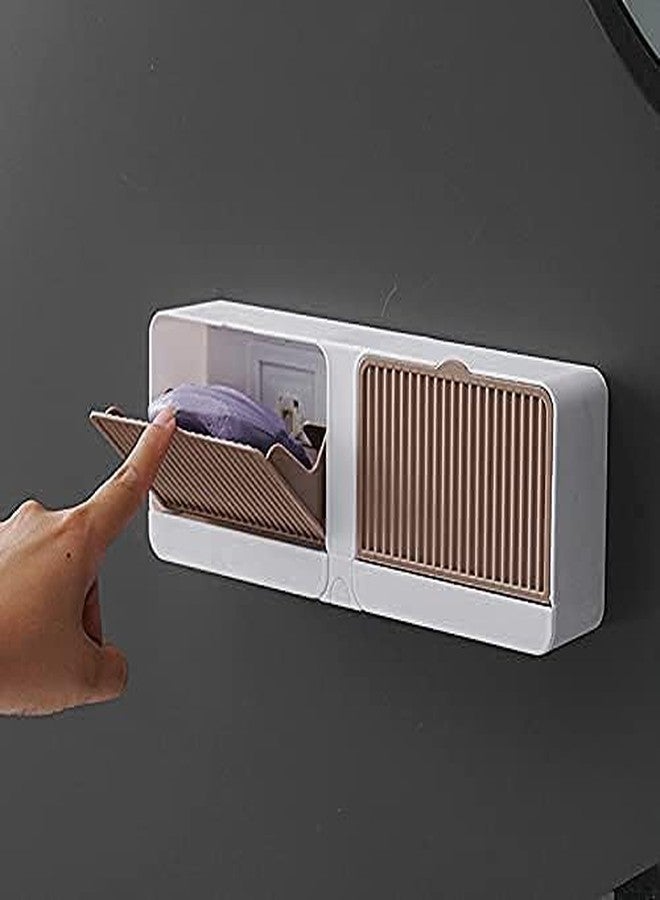 DELMON New Pattern Creative Wall Mounted Soap Dish with Lid Double Grids Soap Draining Rack Bathroom Shower Soap Holder,Multi-Color,Plastic,Multicolor (Pack of 1) (Style L08) - Image 4