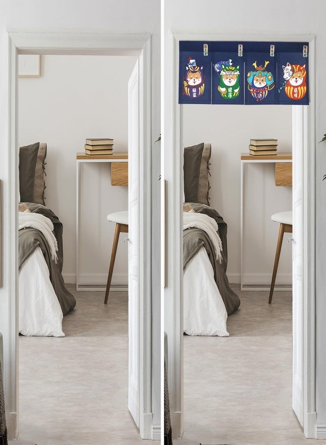 CosInStyle Japanese Noren Curtain Short Entrance Hallway Hanging Flag 4 Pannel Shiba Inu Culture Theme Printed Doorway Curtain Tapestry for Restaurant Home Decor with Velcro Double-Sided Tape (Shiba Theme) - Image 2