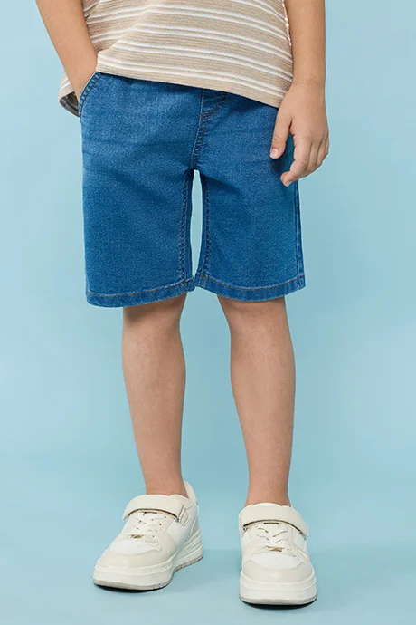 أر أند بي Washed Denim Shorts With Drawstring Waist