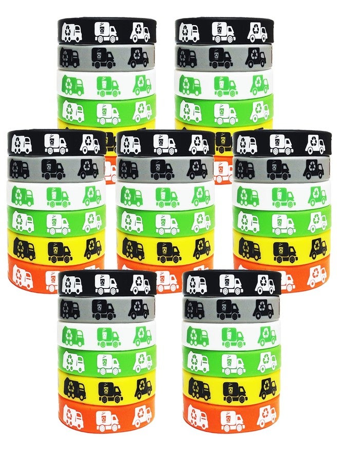 ATSMOICY 48 Garbage Truck Themed Party Silicone Wristband Bracelets - Rubbish truck Themed Baby Shower Birthday Waste Management Recycling Party Supplies Decorations Favors Rubber Bracelet - Image 1