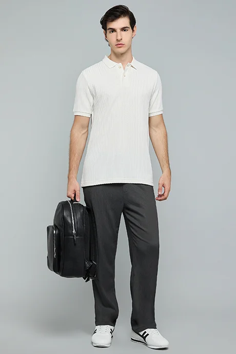 أر أند بي Textured Polo T-Shirt with Short Sleeves