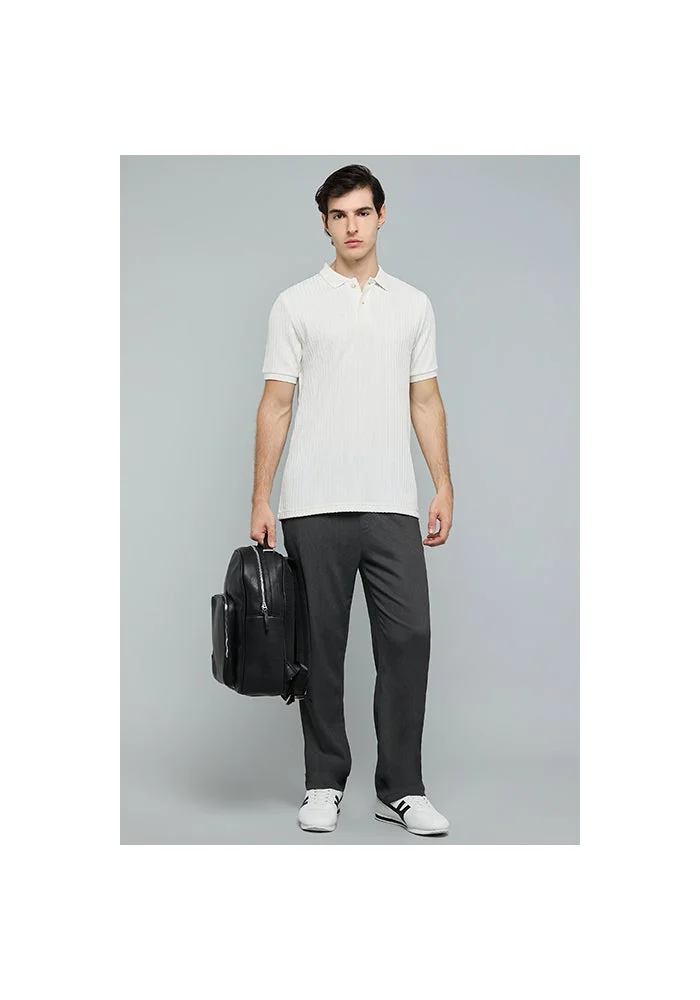 أر أند بي Textured Polo T-Shirt with Short Sleeves