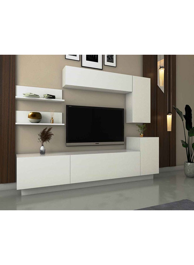Stylish Home White wall-mounted TV table and bookcase - Venus 35x200x64 cm - Image 1