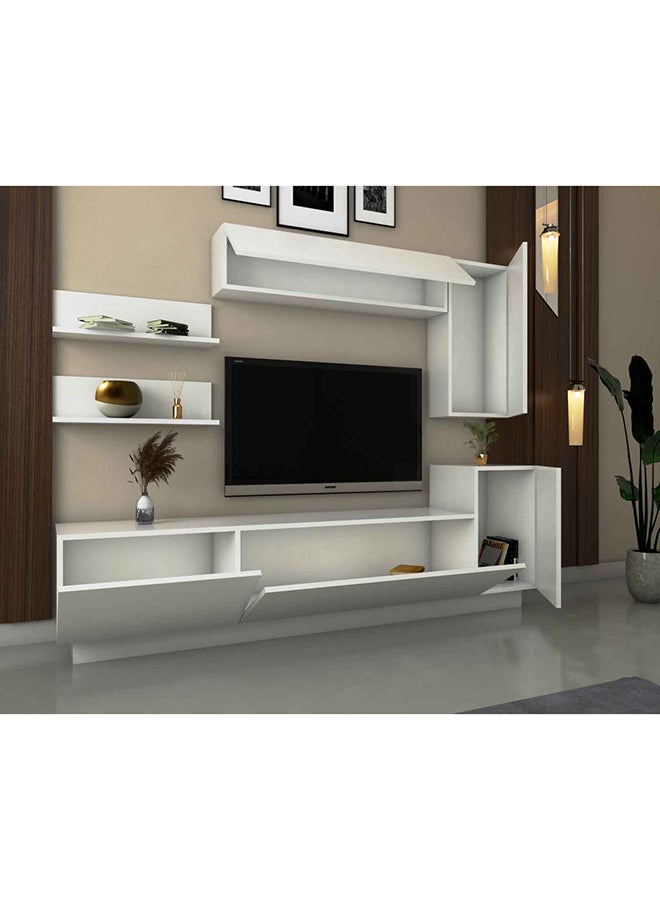 Stylish Home White wall-mounted TV table and bookcase - Venus 35x200x64 cm - Image 3