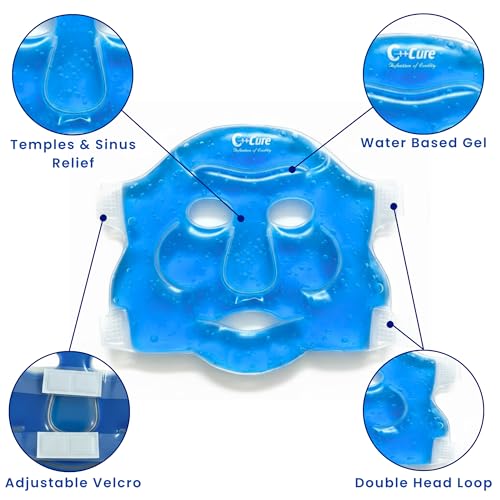 C-Cure Ice Face Mask & Eye Gel Mask Combo | Cooling Therapy Kit for Face & Eyes with Adjustable Strap | Reusable Cold Gel Masks for Relaxation, Skincare & Daily Use | Men & Women - Blue - Image 3