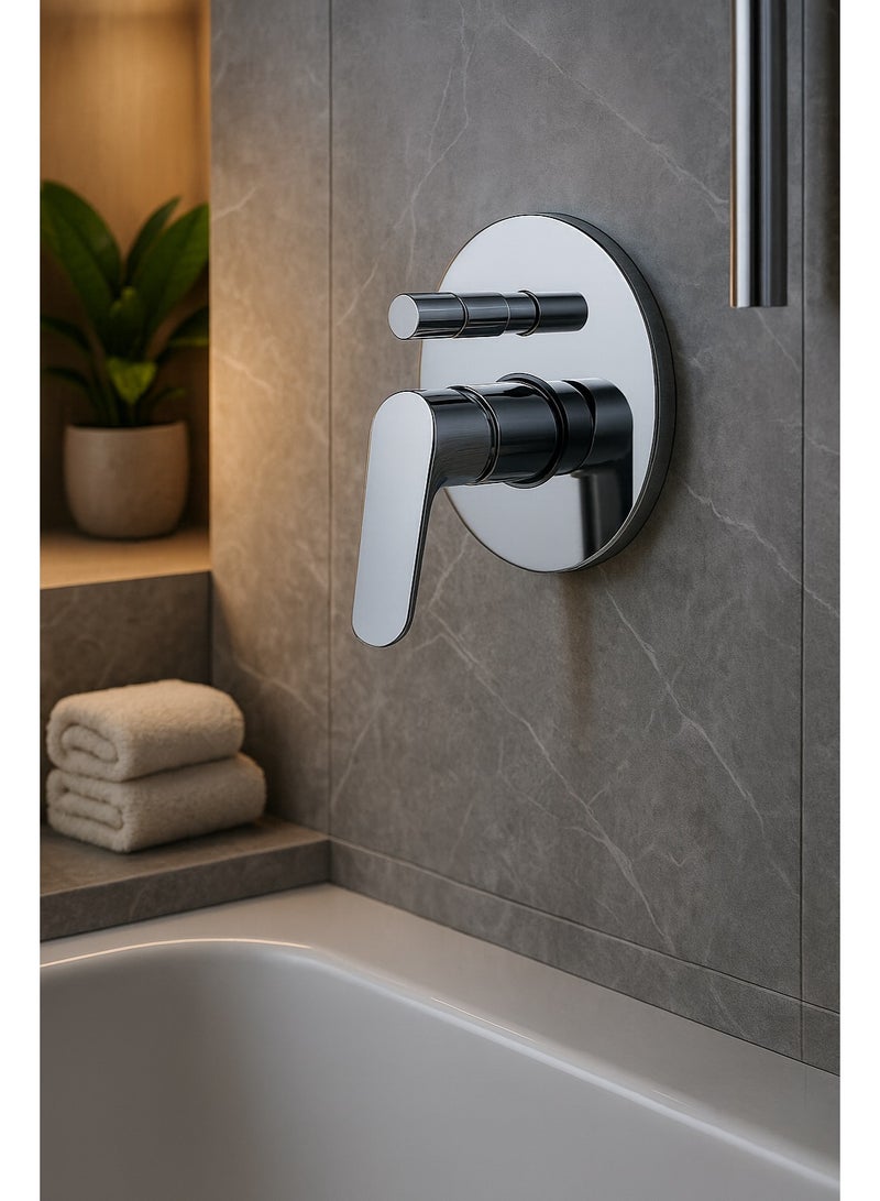 HESANIT Elite Concealed Bath Shower Mixer with Diverter S7009-1C, Premium Chrome Finish, Single Lever Wall Mounted Mixer - Image 2