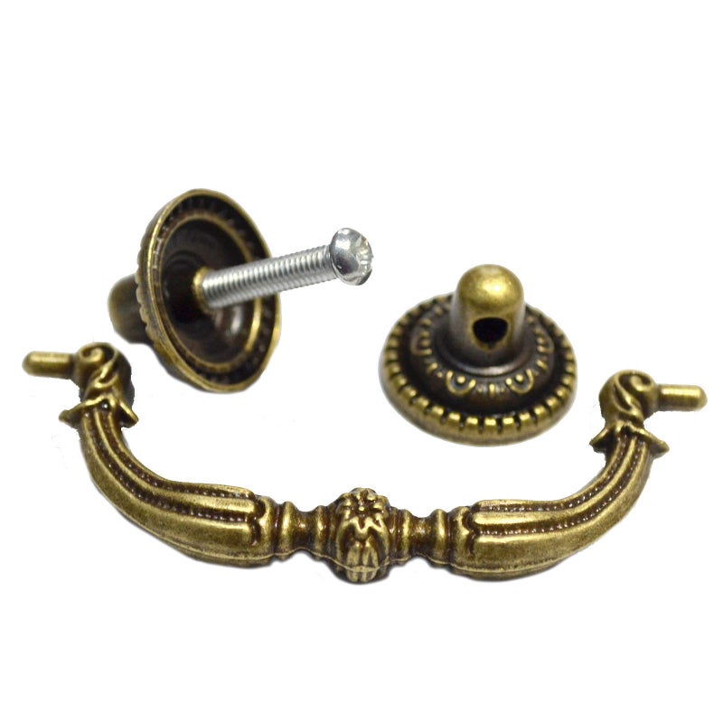 SMY 4 PCS Vintage Pulls Bronze Drawer Handles Antique Knobs Decorative Floral Ring Hardware for Furniture Cabinet Cupboard Dresser (Length:4-3/4", Height:1-3/4", Mounting Hole Space:3-1/2") - Image 4