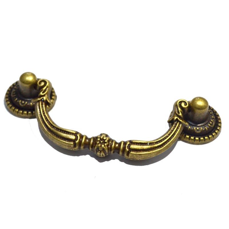 SMY 4 PCS Vintage Pulls Bronze Drawer Handles Antique Knobs Decorative Floral Ring Hardware for Furniture Cabinet Cupboard Dresser (Length:4-3/4", Height:1-3/4", Mounting Hole Space:3-1/2") - Image 3