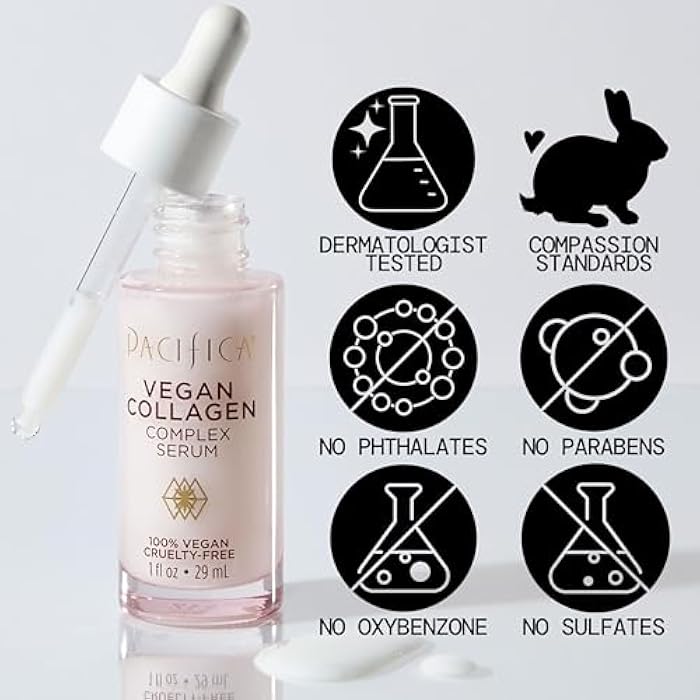 Pacifica Vegan Collagen Complex Face Serum Anti Aging Hydrating Serum w/Hyaluronic Acid for Plumping & Firming Collagen Boosting Facial Serum for Fine Lines & Wrinkles Clean Dermatologist Tested - Image 5