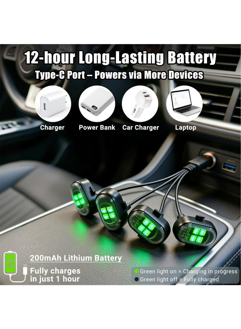 بولوز إضاءة LED لاسلكية متطورة للسيارات، أضواء داخلية قابلة للشحن مع 8 ألوان وسطوع قابل للتعديل، عمر بطارية يصل إلى 12 ساعة، تحكم عن بعد، أضواء متوهجة صغيرة لتزيين المركبات والدراجات النارية. - Image 2