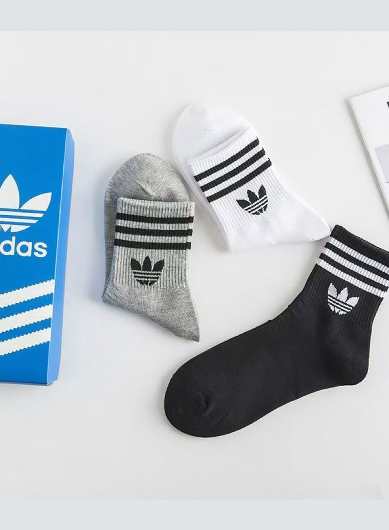 Adidas Three Pair Gift Box Men's and Women's Sports Socks Men's and Women's - Image 2