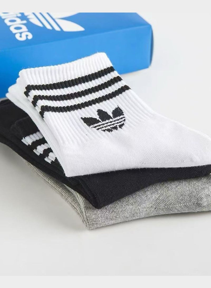 Adidas Three Pair Gift Box Men's and Women's Sports Socks Men's and Women's - Image 3