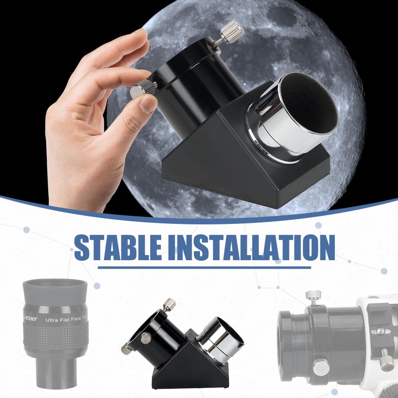 SVBONY SV221 90 Degree Diagonal Mirror, Telescope Diagonal 1.25 inches with Brass Compression Rings, Telescope Accessory for Refractor Telescope - Image 5