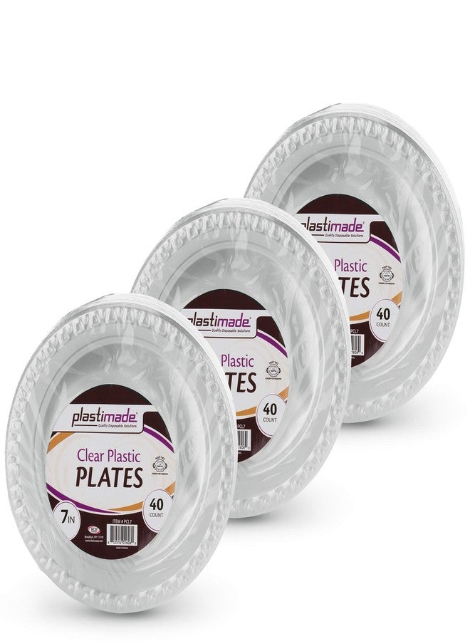 Plastimade [120 Count] 7 Inch Appetizer Plates Clear Disposable Heavy Duty Plastic, Ideal For Wedding, Catering, Parties, Buffets, Events, Or Everyday Use, 3 Packs - Image 1