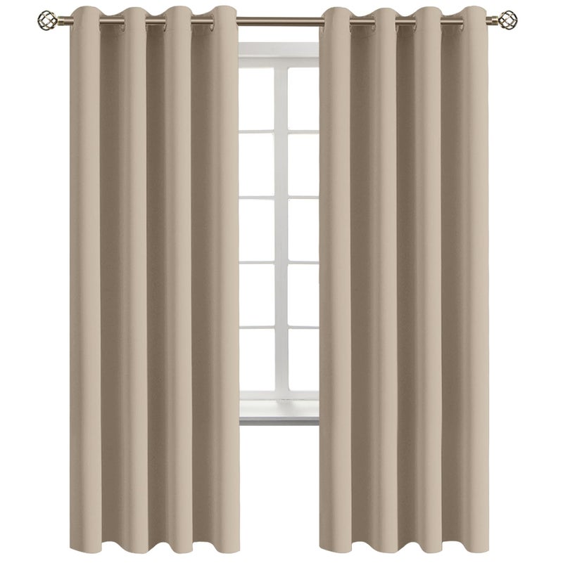 BGment Blackout Curtains - Grommet Thermal Insulated Room Darkening Bedroom and Living Room Curtains  Set of 2 Panels (55 x 69 Inch  Sand) - Image 2