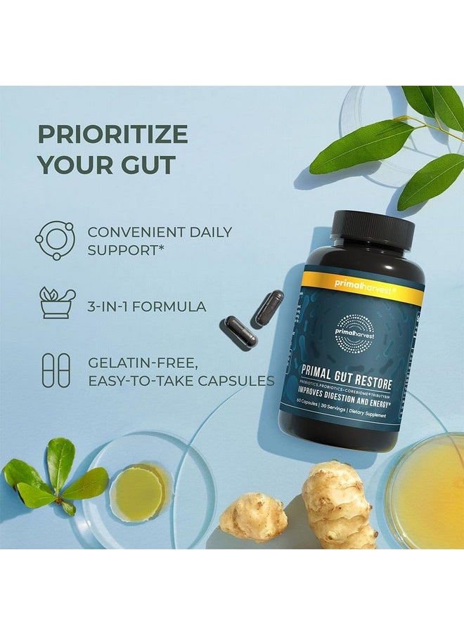 Primal Harvest Primal Harvest 2 Pack, Restore for Gut Health, Primal Gut Restore w/POSTbiotics, PREbiotics and PRObiotics for Women and Men, 60 CT - Digestion, Colon Cleanse, Helps Leaky Gut Repair  - Image 5