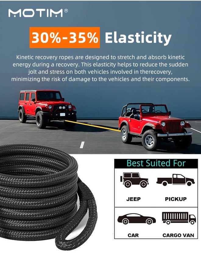 Motim 8 Meter 10 Ton, Emergency Recovery Towing Rope, Car Kinetic Recovery Rope, Heavy Duty Offroad Strap Tow Belt with Hooks and Gloves, Thickening Anti Break, Securing Tool for Cars SUV Trucks ATV  - Image 2
