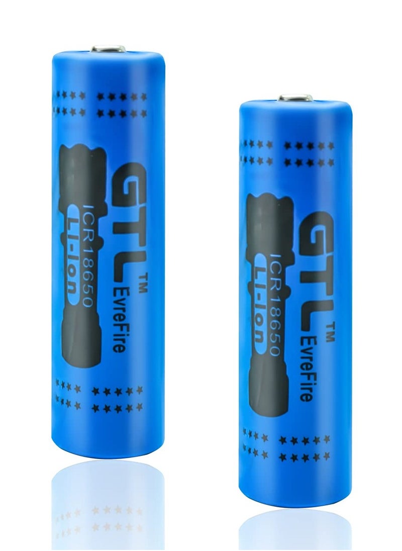 Generic - 2 Pcs/Pack 3.7V 18650 12000mAH Li-ion Rechargeable Battery for Flashlight Torch,Electric Tools,Remote Control, Mobile Power, Small Fan, Radio, Toys (12000mAH) (Blue) - Image 1