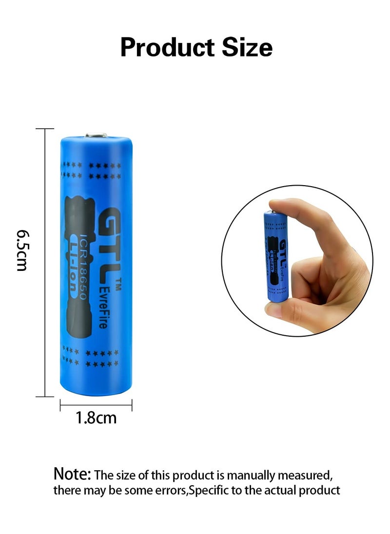 Generic - 2 Pcs/Pack 3.7V 18650 12000mAH Li-ion Rechargeable Battery for Flashlight Torch,Electric Tools,Remote Control, Mobile Power, Small Fan, Radio, Toys (12000mAH) (Blue) - Image 1
