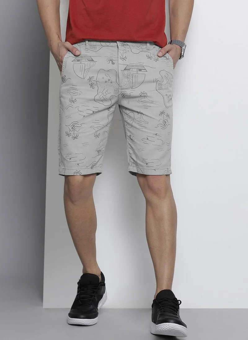 Men Slim Fit Printed Mid-Rise Shorts