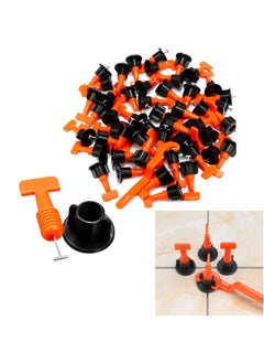 HELLARO Hellaro Reusable Tile Leveling System 50 PCS Kit With Special Wrench 1 PCS 100 REUSABLE Tile Leveling System For TilesStone Installation FlooringWall DIY OrangeBlack Colour  - Image 1