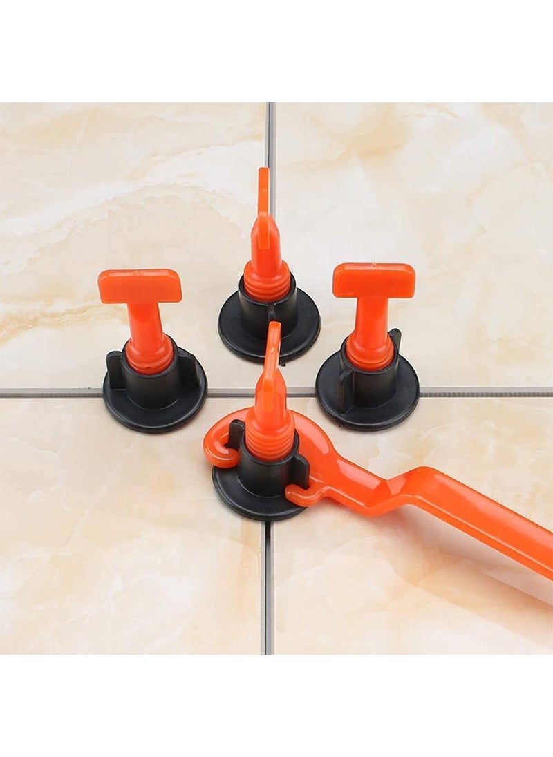 HELLARO - Hellaro Reusable Tile Leveling System 50 PCS Kit With Special Wrench 1 PCS 100 REUSABLE Tile Leveling System For TilesStone Installation FlooringWall DIY OrangeBlack Colour - Image 1