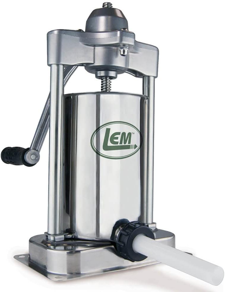 LEM Products Mighty Bite Vertical Stainless Steel 5 Pound Capacity Sausage Stuffer with Plastic Stuffing TubesSilver Stainless Steel Meat Mixer 20lb Capacity Mixer wPlastic Cover - Image 2