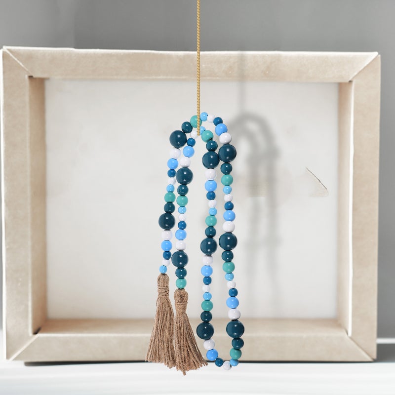 1pc Ocean Breeze Wood Beads Pendant Rope Tassel Hanging Pendant ( ) - Image 5