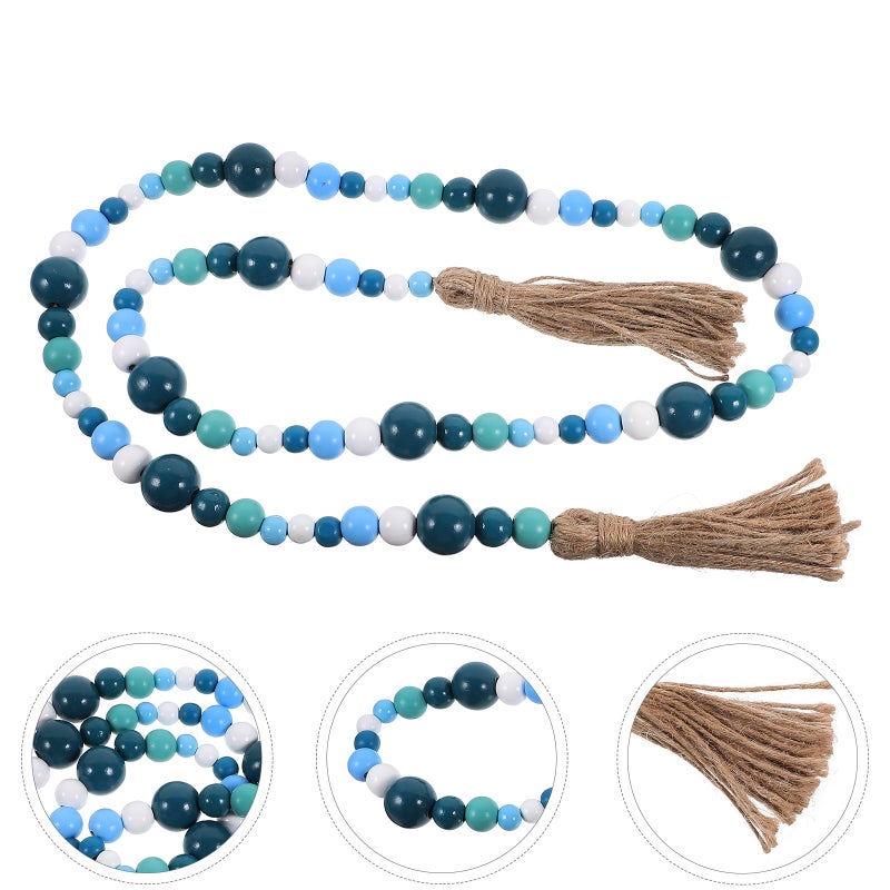 1pc Ocean Breeze Wood Beads Pendant Rope Tassel Hanging Pendant ( ) - Image 1
