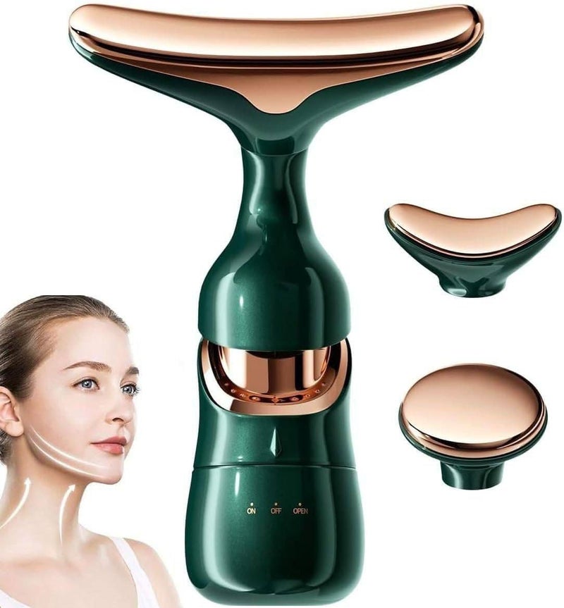 KERMIS Face Slimming and uplift wand Anti Wrinkles 3in1 Beauty Massager for Face Neck Eyes Thermal and Vibration Technologies for Skin Care Glowing Smooth and Tightening Skin Green - Image 1