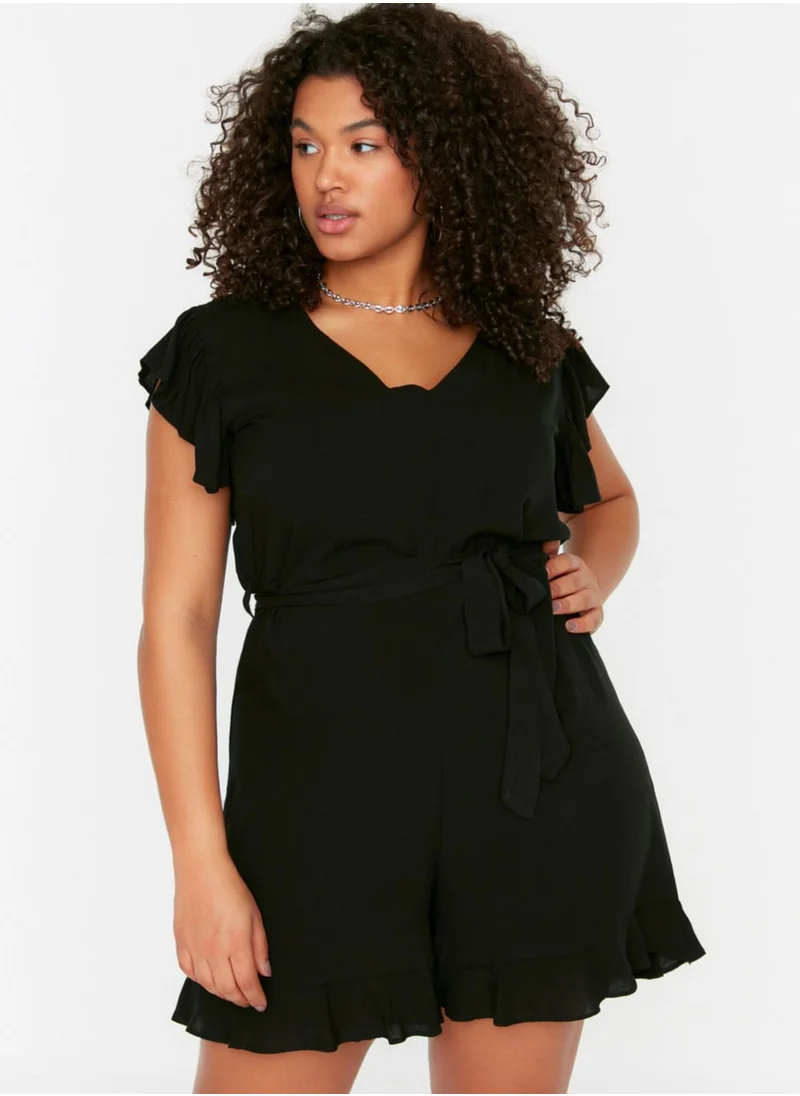 Trendyol Curve Ruffle Tie Detail Playsuit