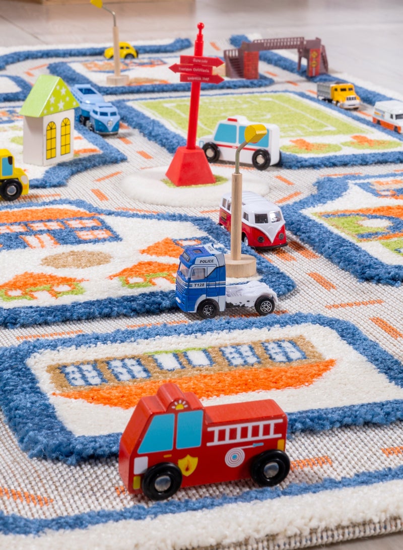 IVI 3D Play Carpet Traffic Design - Small | Blue | Activity Playmat for Kids & Children | Bedroom, Living Room, Nursery Rug | Polypropylene | Foldable | 113 cm x 80 cm - Image 4